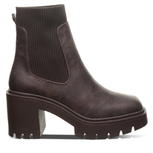 Bearpaw Bardot Brown Faux Leather Chelsea Boot With Block Heel