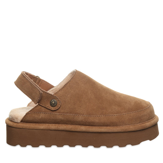 Bearpaw Brooke Hickory Suede Platform Clog With Adjustable Heel Strap