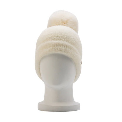 Bearpaw LADIES FURRY CUFF HAT W/POM EGRET