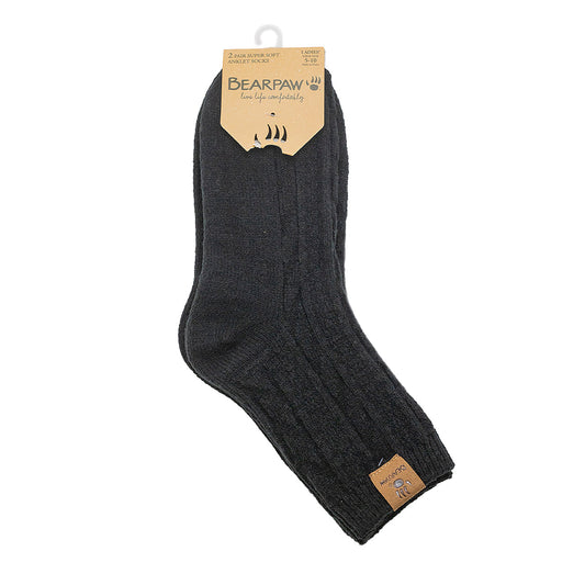 Bearpaw LADIES GEO TEXTURE ANKLET 2PK BLACK
