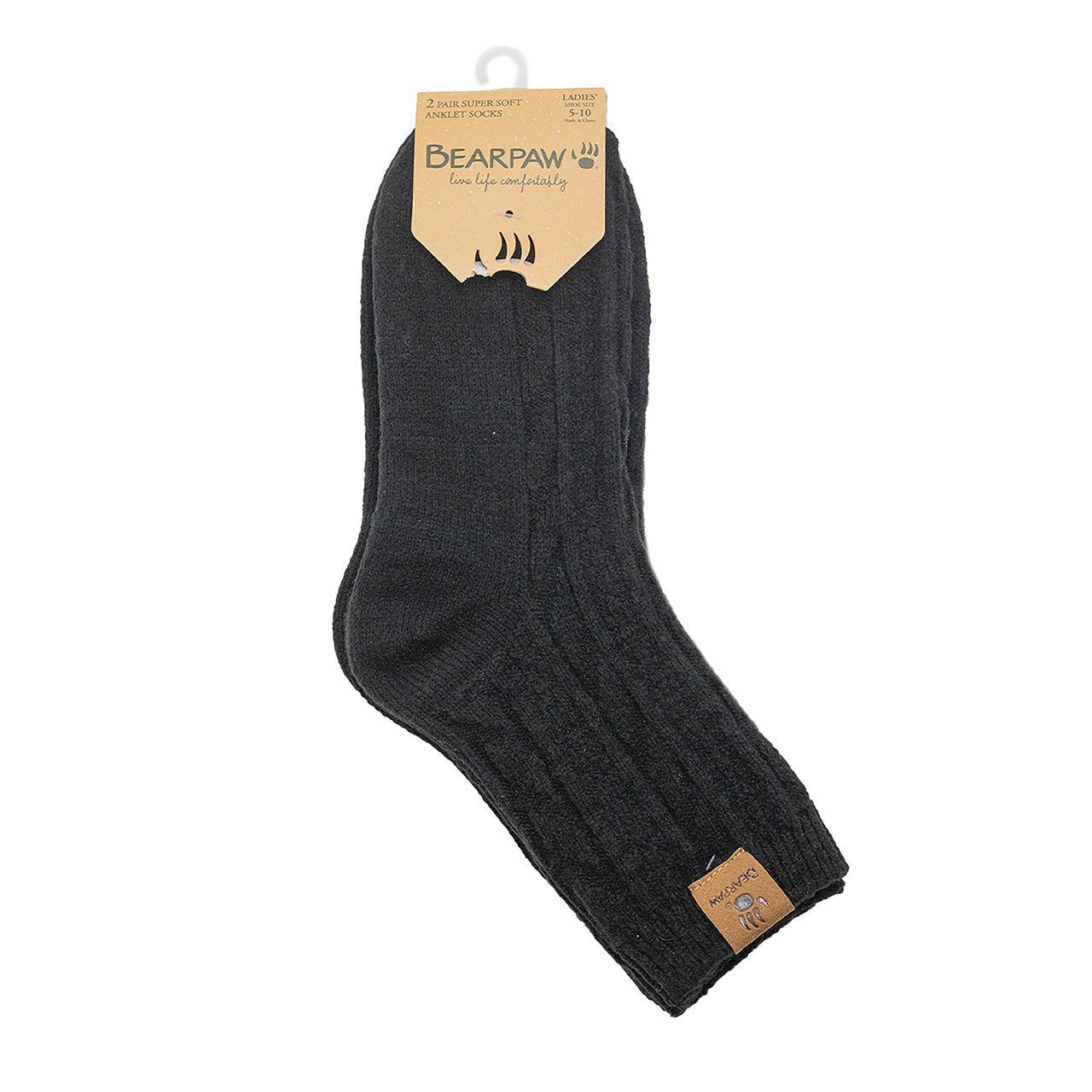 Bearpaw LADIES GEO TEXTURE ANKLET 2PK BLACK