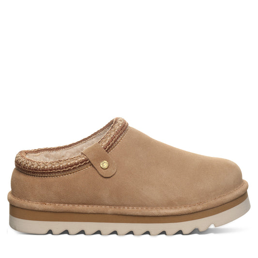 Bearpaw Calista Toffee Suede Clog With Braided Trim