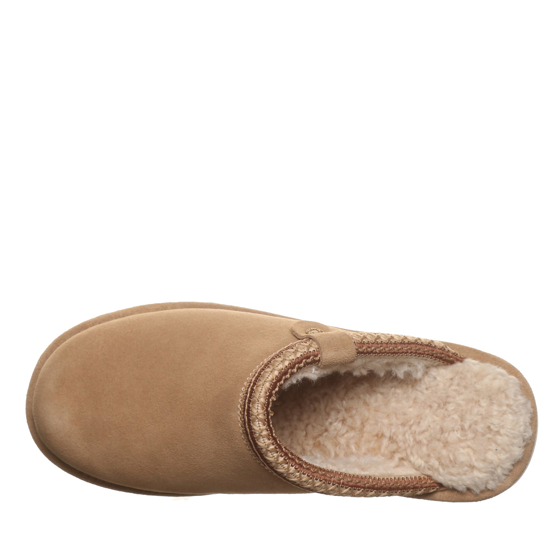 Bearpaw Arden Toffee Suede Clog Slipper With Faux Fur Footbed