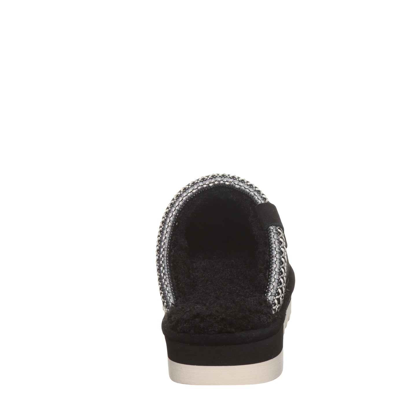 Bearpaw Arden Black Suede Clog Slipper With Faux Fur Footbed