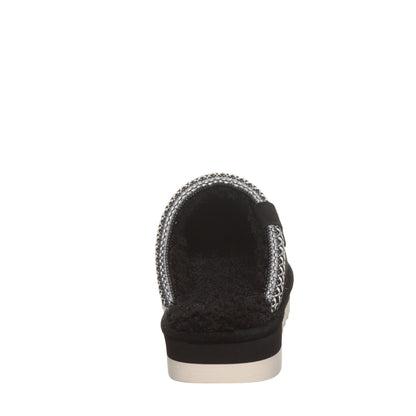 Bearpaw Arden Black Suede Clog Slipper With Faux Fur Footbed