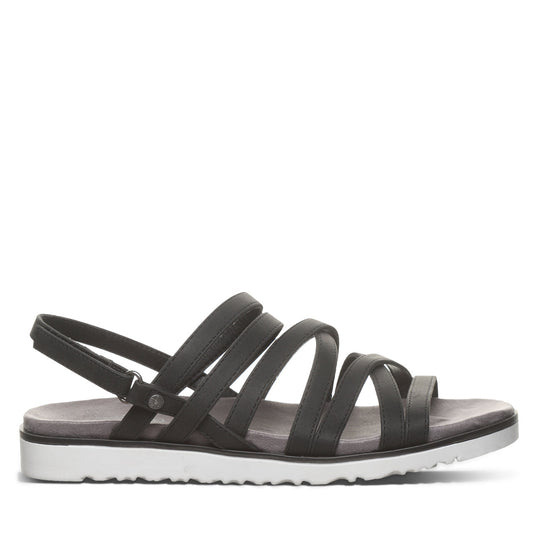 Bearpaw Crete Black Strappy Sandal With Adjustable Hook and Loop Closure