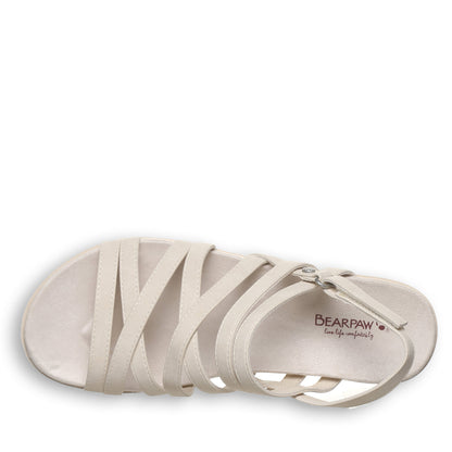 Bearpaw Crete Bone Strappy Sandal With Adjustable Hook and Loop Closure