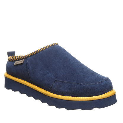 Bearpaw Damian Blue/Gold Men’s Suede Slipper With Wool Blend Lining