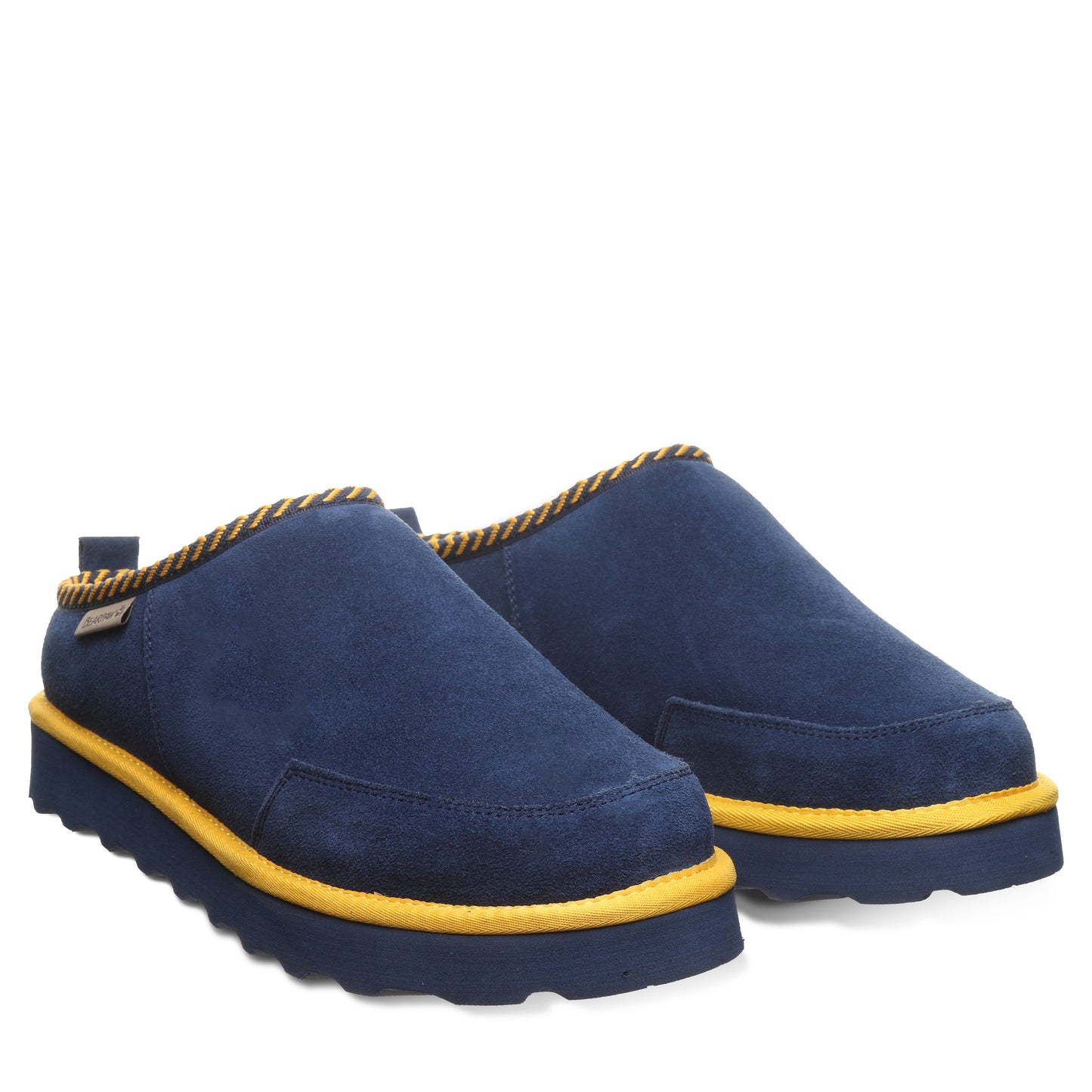 Bearpaw Damian Blue/Gold Men’s Suede Slipper With Wool Blend Lining