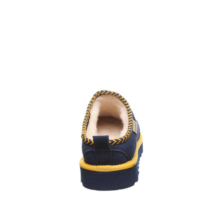 Bearpaw Damian Blue/Gold Men’s Suede Slipper With Wool Blend Lining