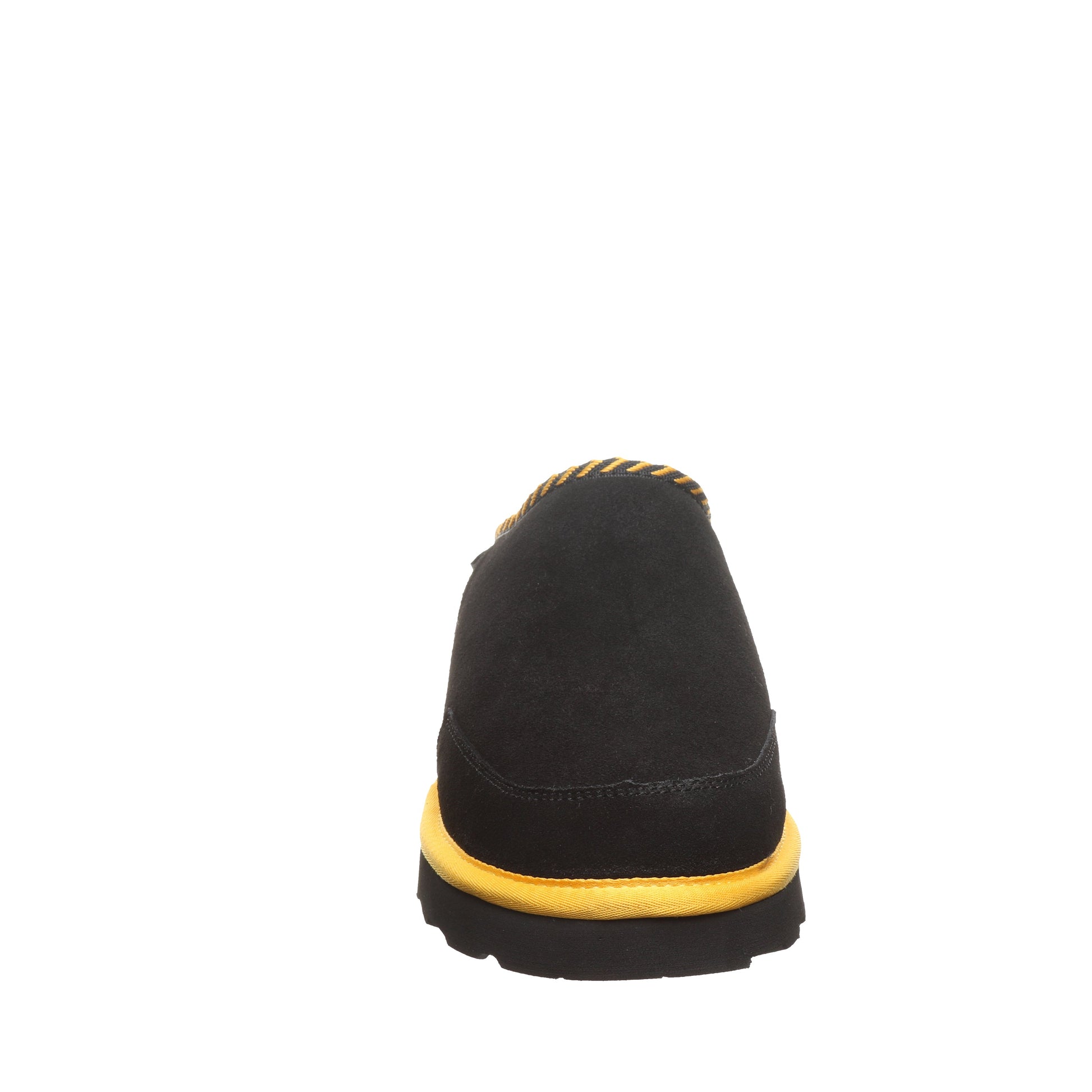 Bearpaw Damian Black/Gold Men’s Suede Slipper With Wool Blend Lining