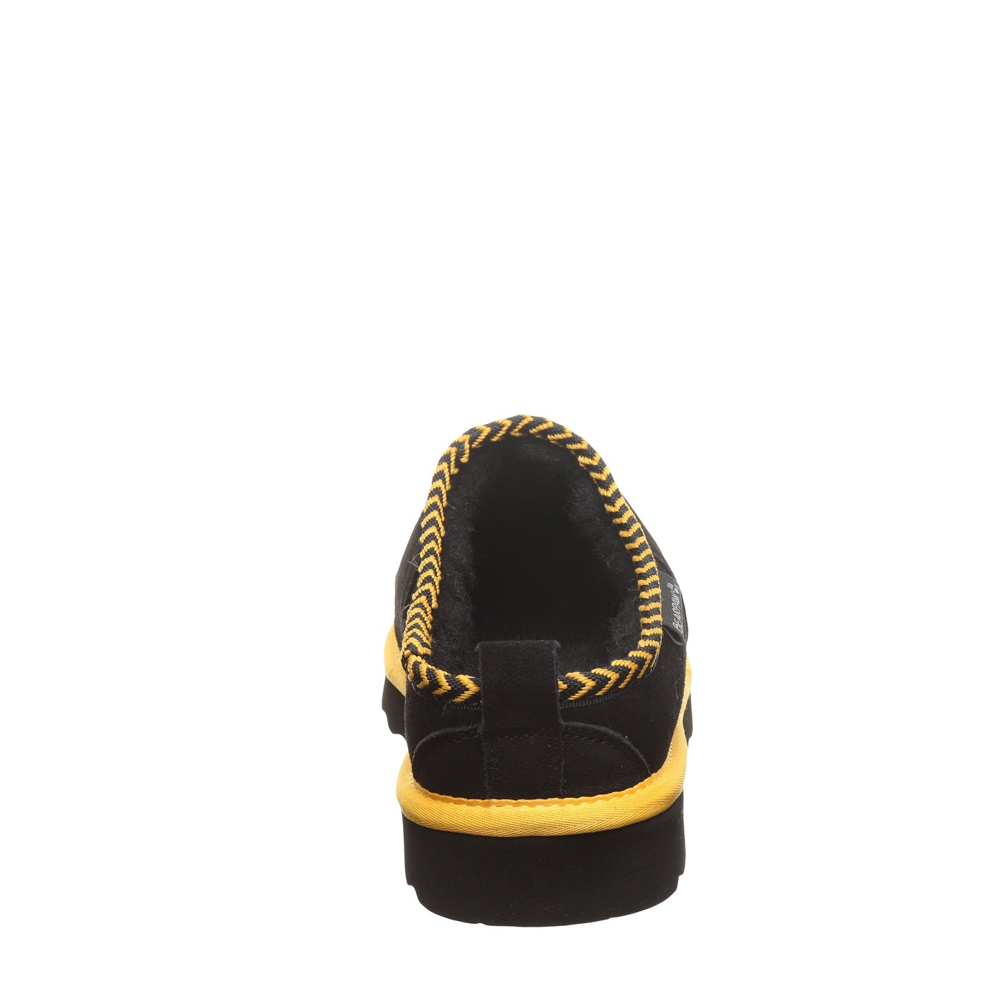 Bearpaw Damian Black/Gold Men’s Suede Slipper With Wool Blend Lining