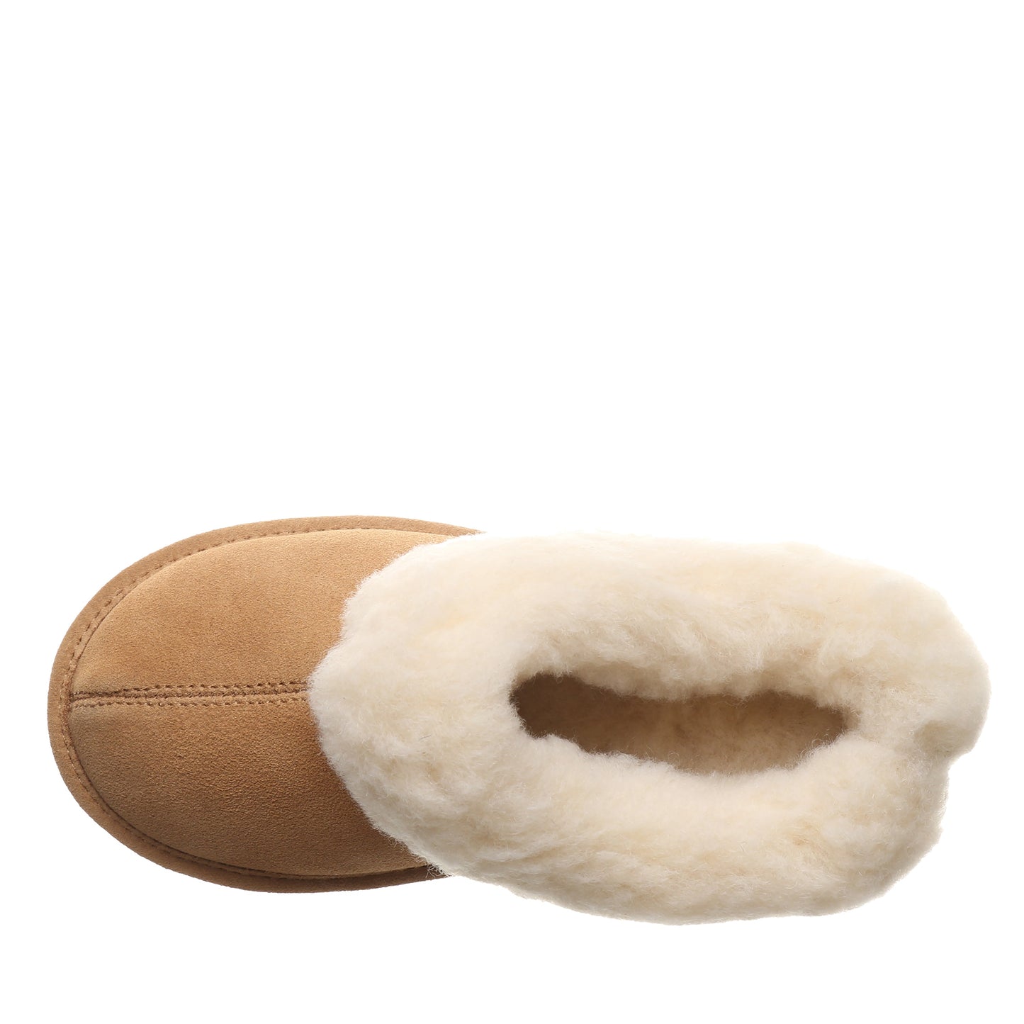Bearpaw Brina Youth Iced Coffee Suede Clog Slipper With Faux Fur Collar