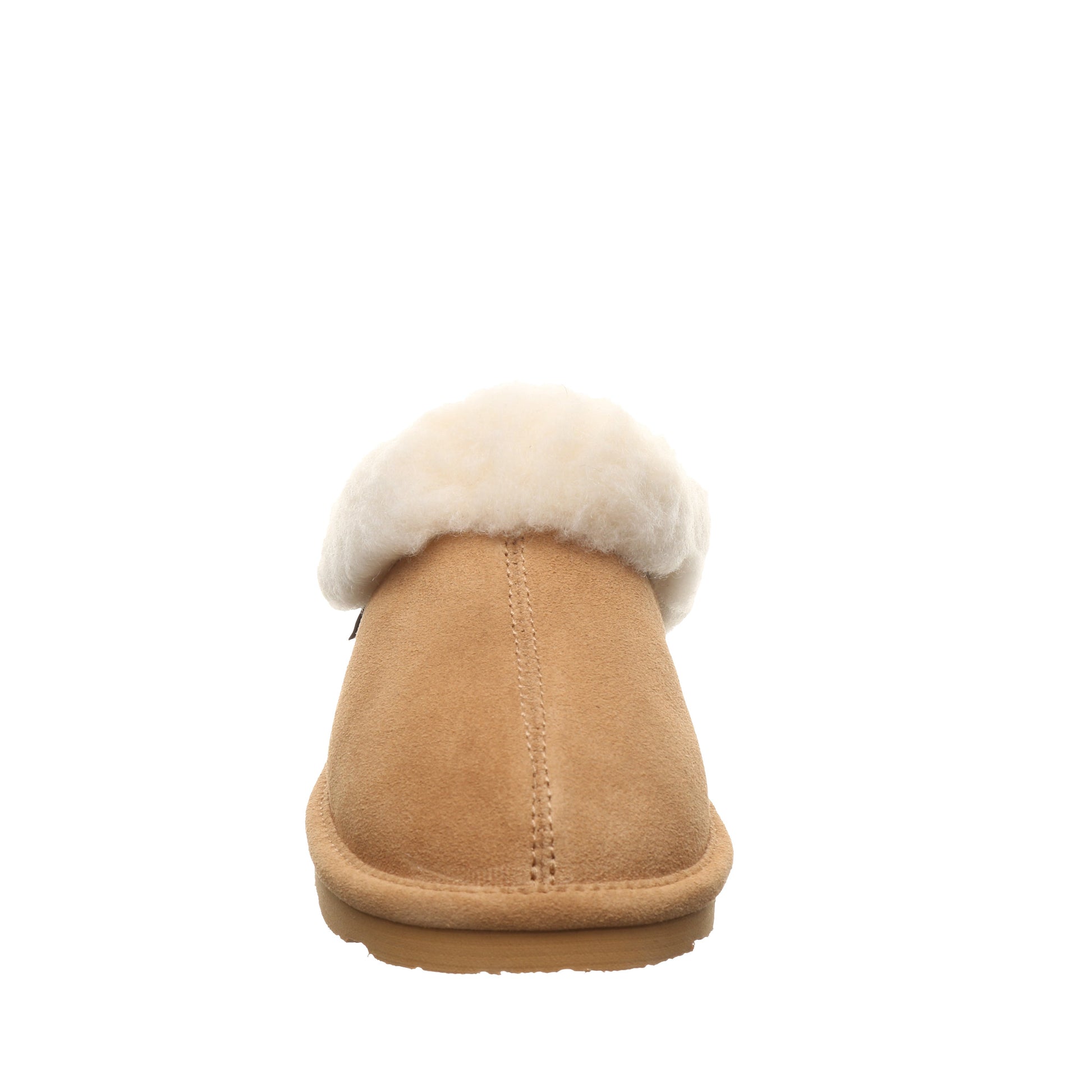 Bearpaw Brina Youth Iced Coffee Suede Clog Slipper With Faux Fur Collar