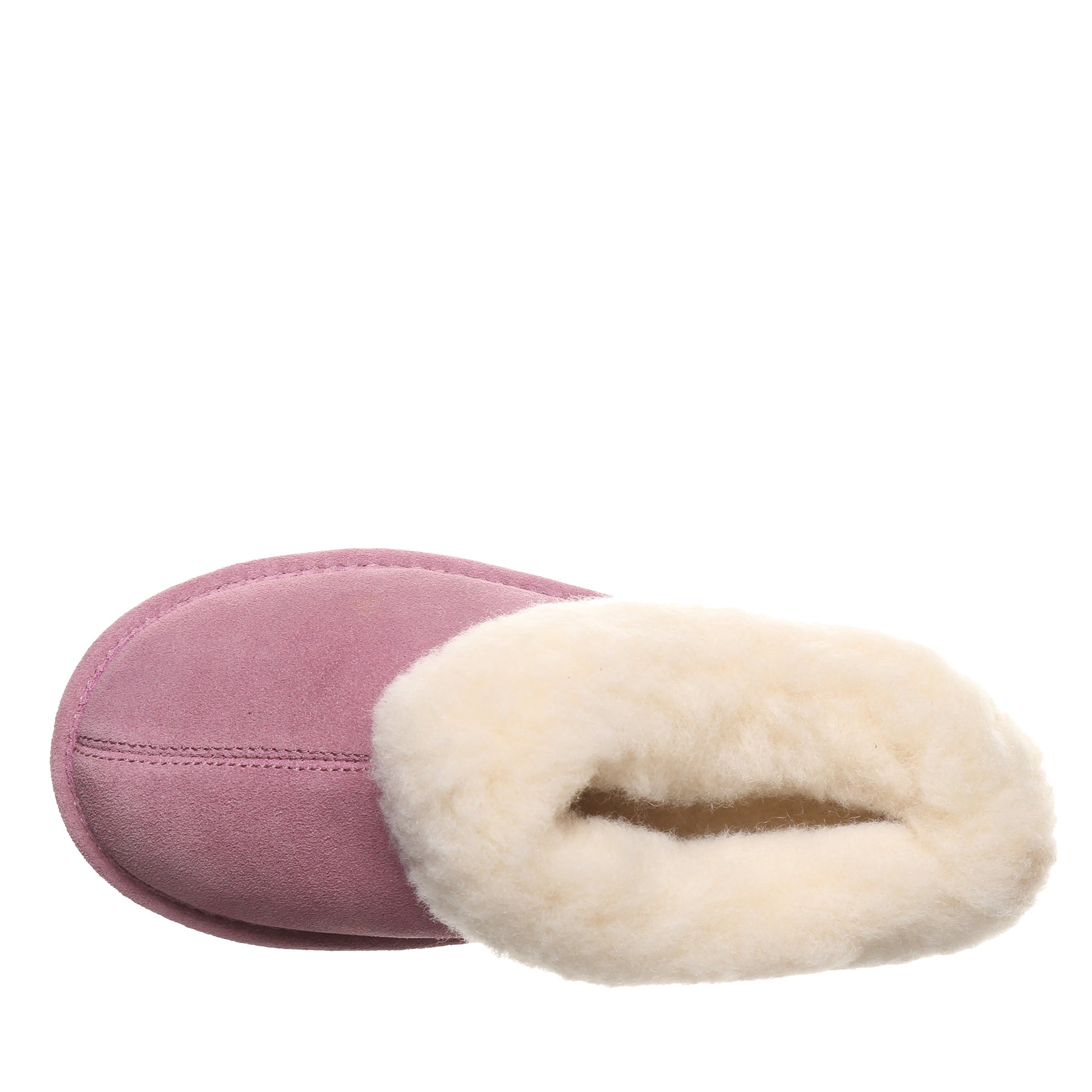 Bearpaw Brina Youth Dusky Orchid Suede Clog Slipper With Faux Fur Collar