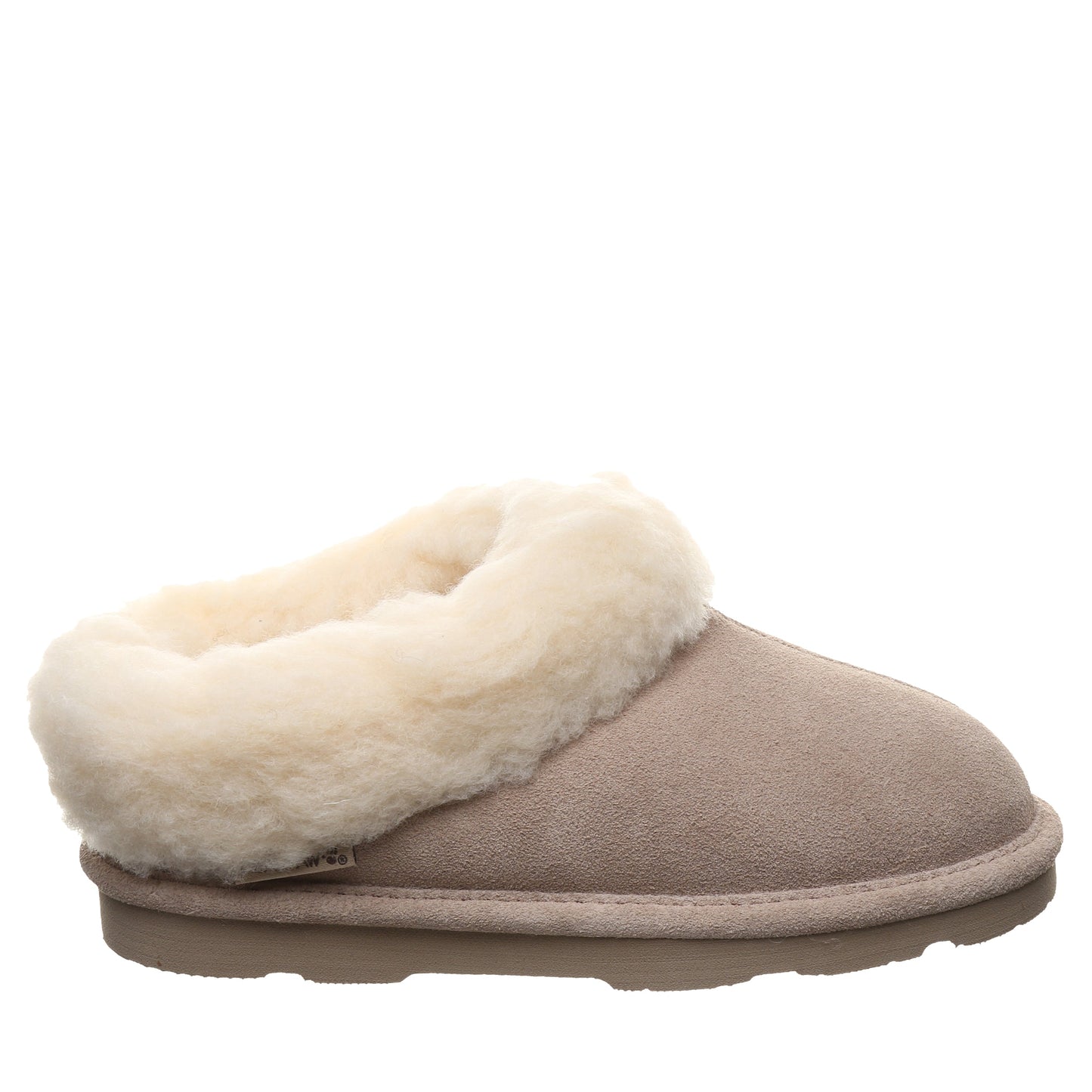 Bearpaw Brina Youth Mushroom Suede Clog Slipper With Faux Fur Collar