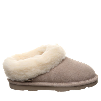 Bearpaw Brina Youth Mushroom Suede Clog Slipper With Faux Fur Collar