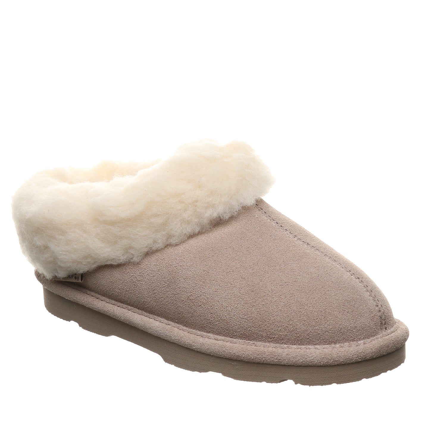 Bearpaw Brina Youth Mushroom Suede Clog Slipper With Faux Fur Collar