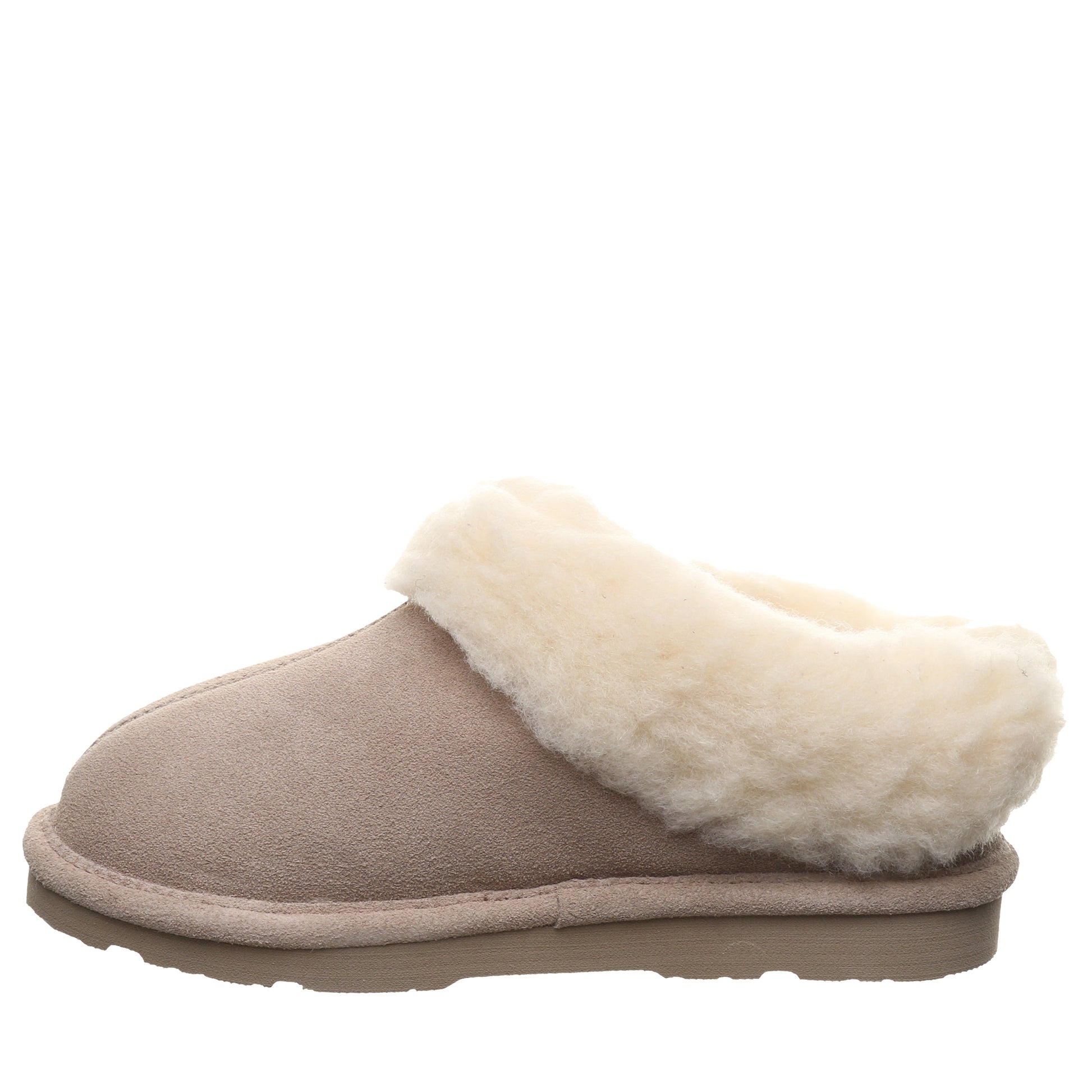 Bearpaw Brina Youth Mushroom Suede Clog Slipper With Faux Fur Collar