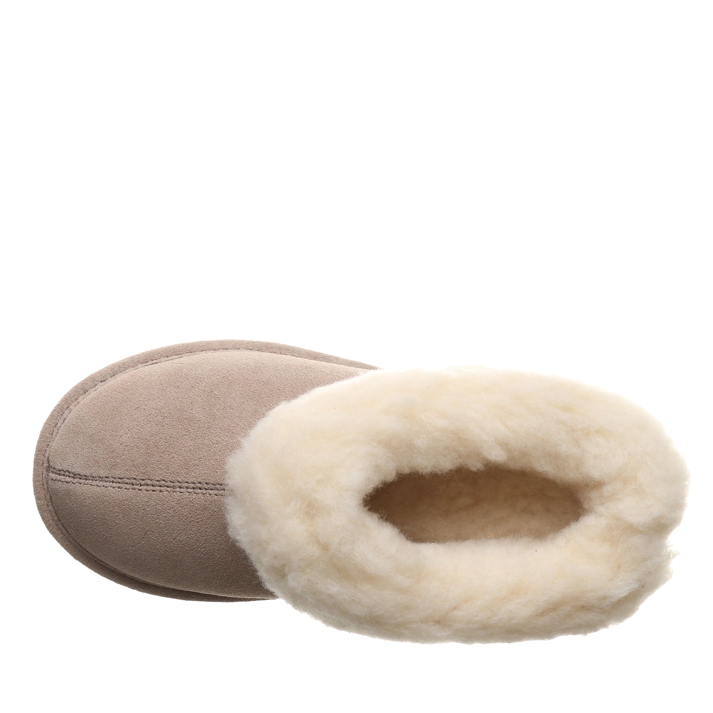 Bearpaw Brina Youth Mushroom Suede Clog Slipper With Faux Fur Collar