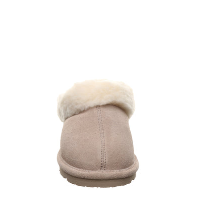 Bearpaw Brina Youth Mushroom Suede Clog Slipper With Faux Fur Collar