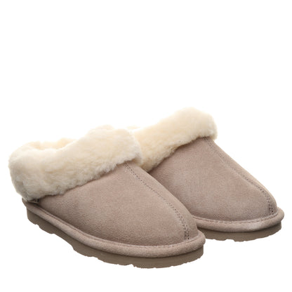Bearpaw Brina Youth Mushroom Suede Clog Slipper With Faux Fur Collar