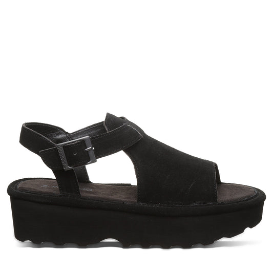 Bearpaw Ascend Black Platform Sandal With Buckle Strap