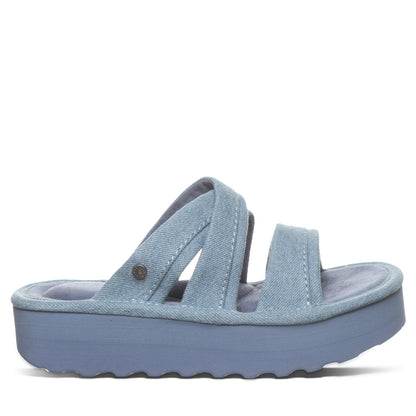 Bearpaw Altitude Denim Blue Suede Platform Slide Sandal