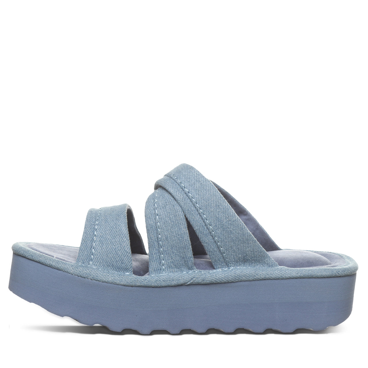 Bearpaw Altitude Denim Blue Suede Platform Slide Sandal