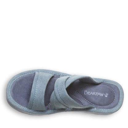 Bearpaw Altitude Denim Blue Suede Platform Slide Sandal