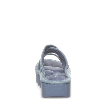 Bearpaw Altitude Denim Blue Suede Platform Slide Sandal