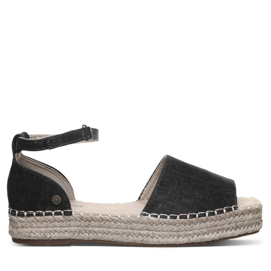 Bearpaw Affogato Black Espadrille Sandal With Cushioned Footbed