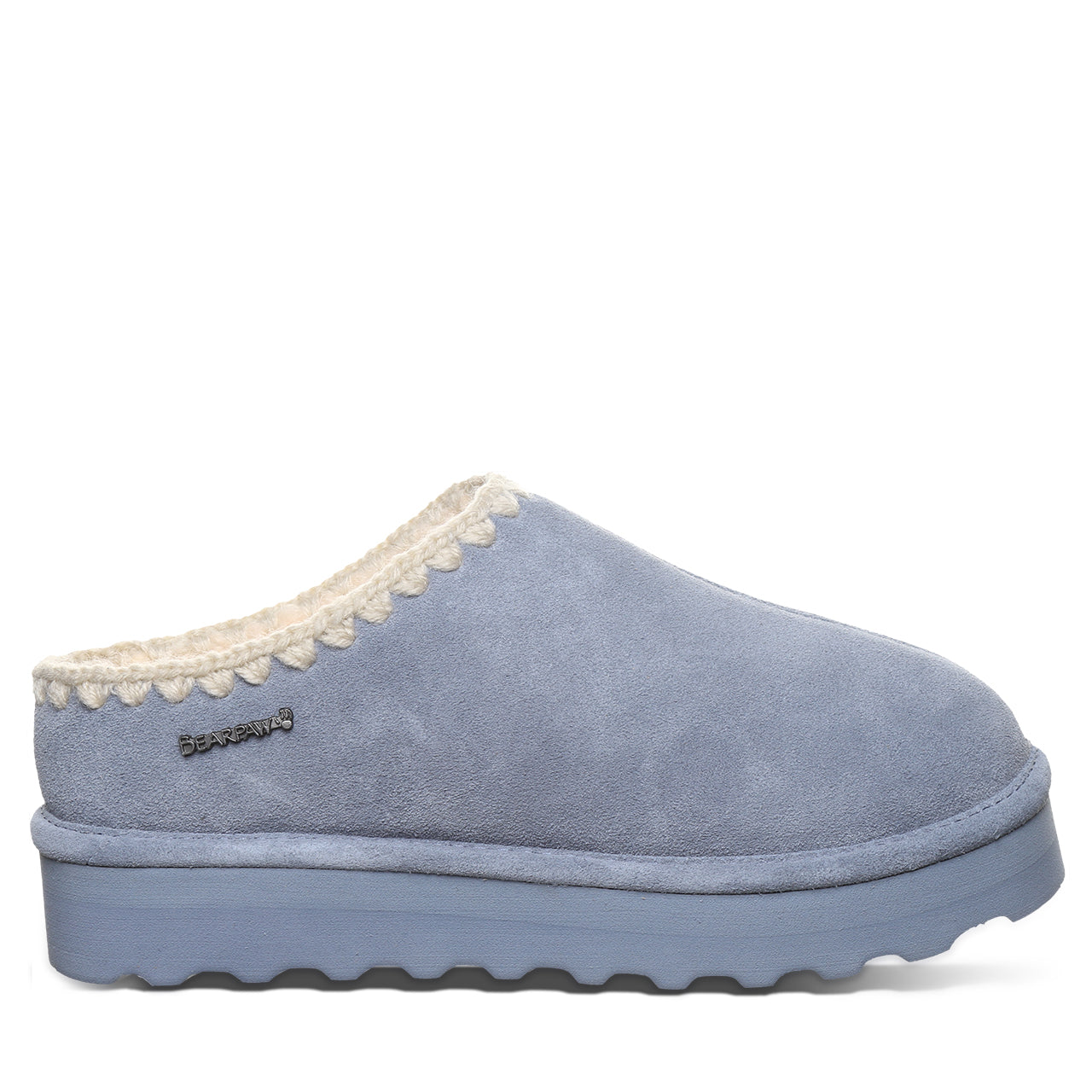 Bearpaw Crochet Martis Blue Fin Platform Slipper With Crochet Trim