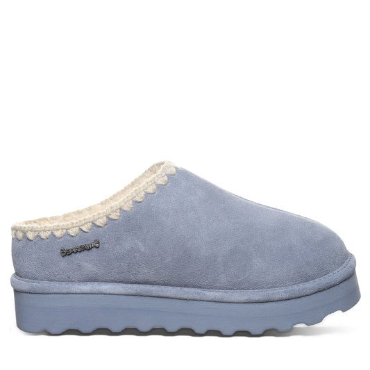 Bearpaw Crochet Martis Blue Fin Platform Slipper With Crochet Trim