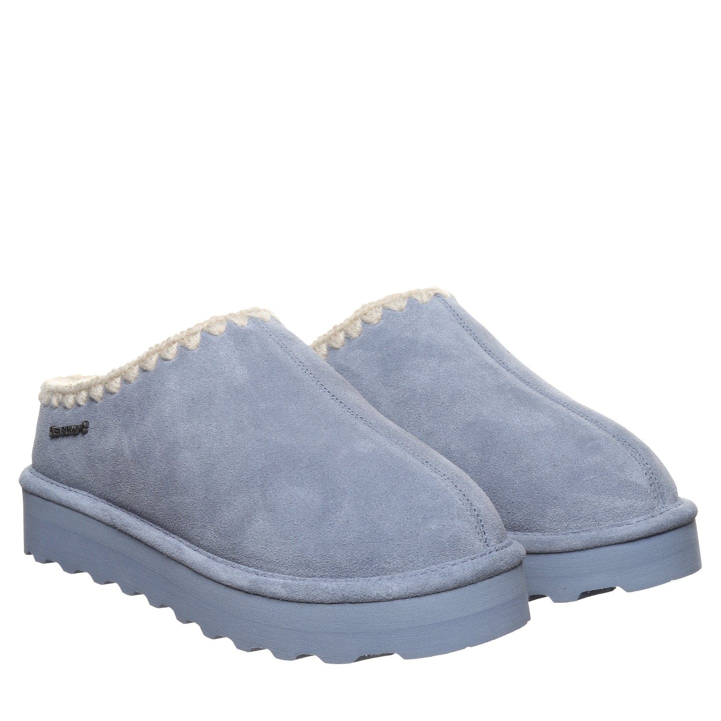 Bearpaw Crochet Martis Blue Fin Platform Slipper With Crochet Trim