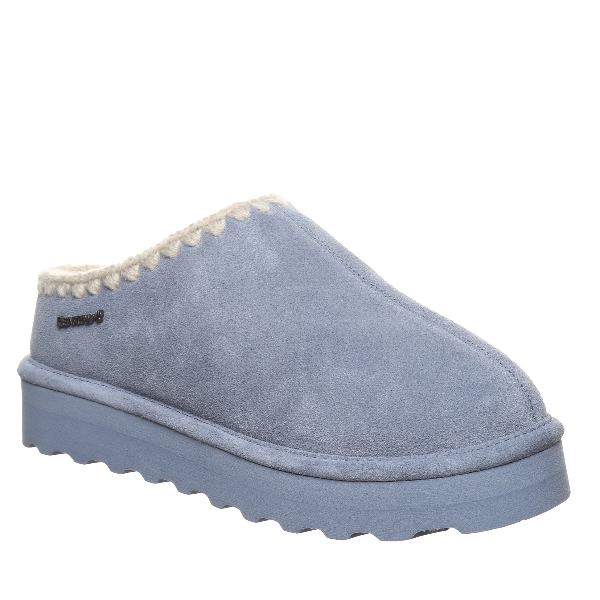 Bearpaw Crochet Martis Blue Fin Platform Slipper With Crochet Trim