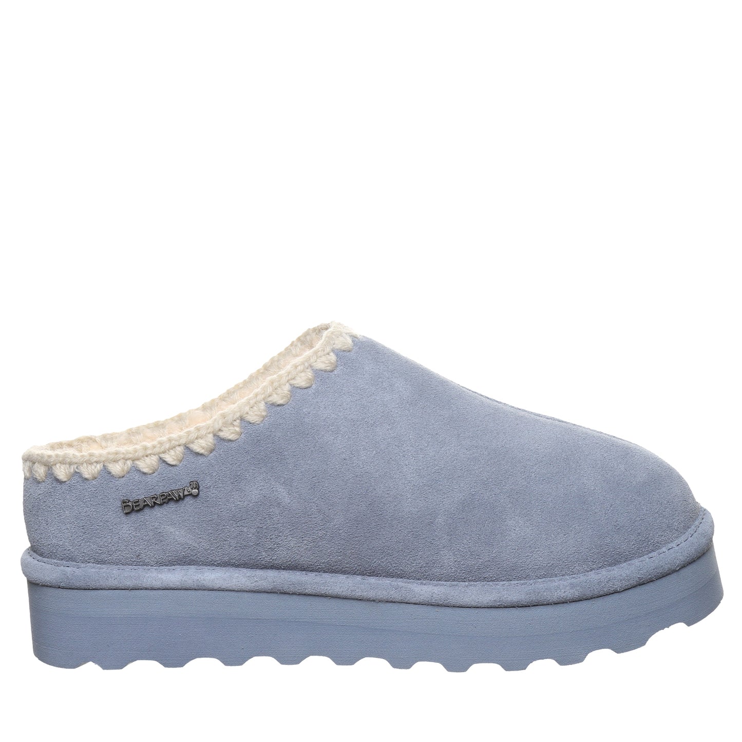Bearpaw Crochet Martis Blue Fin Platform Slipper With Crochet Trim