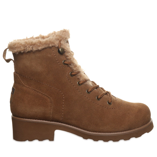 Bearpaw Caitlin Hickory Lace-Up Suede Boot With Sherpa Lining