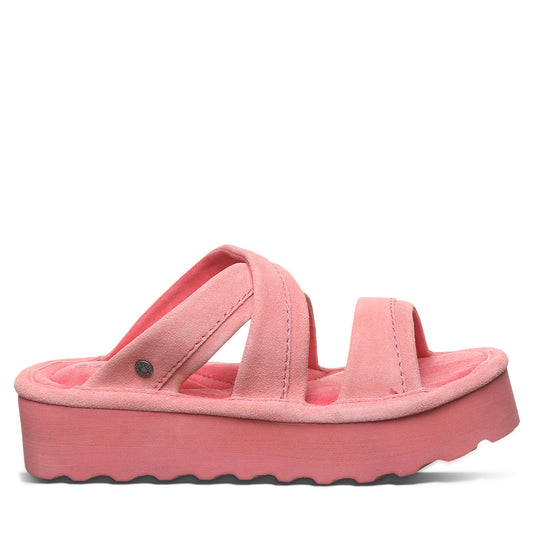 Bearpaw Altitude Shell Pink Suede Platform Slide Sandal
