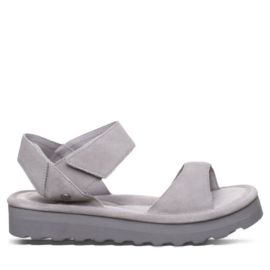 Bearpaw Crest Gray Fog Platform Sandal With Quilted Footbed