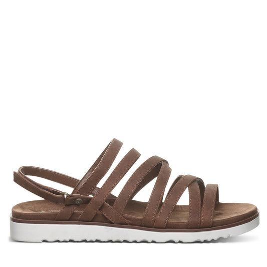 Bearpaw Crete Dark Brown Strappy Sandal With Adjustable Hook and Loop Closure