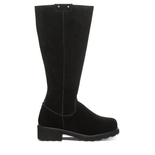 Bearpaw Audrina Black Knee-High Suede Boot With Sherpa Lining
