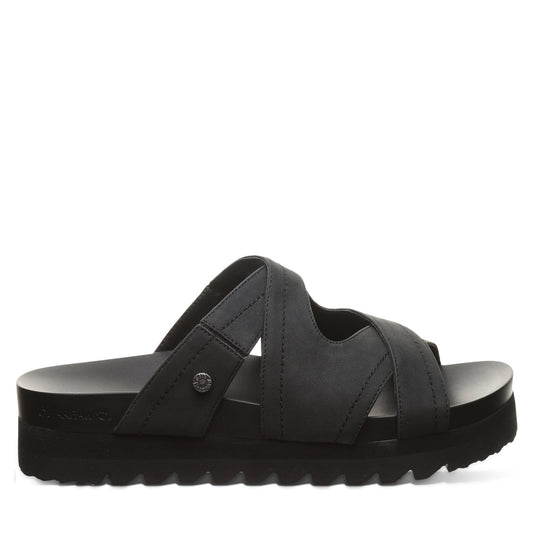 Bearpaw Crux Black Platform Sandal With Crisscross Straps
