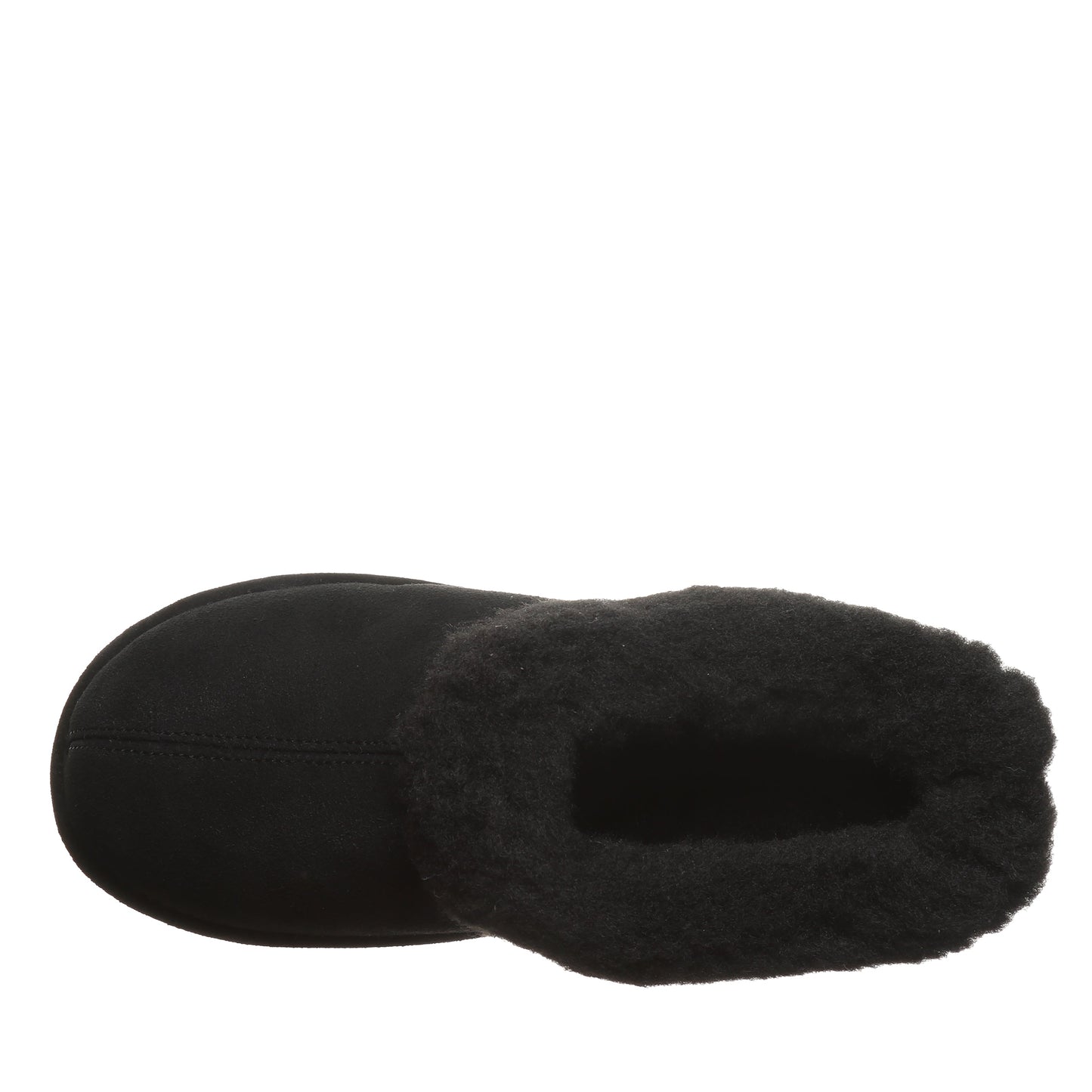 Bearpaw Brina Black Suede Clog Slipper With Faux Fur Collar