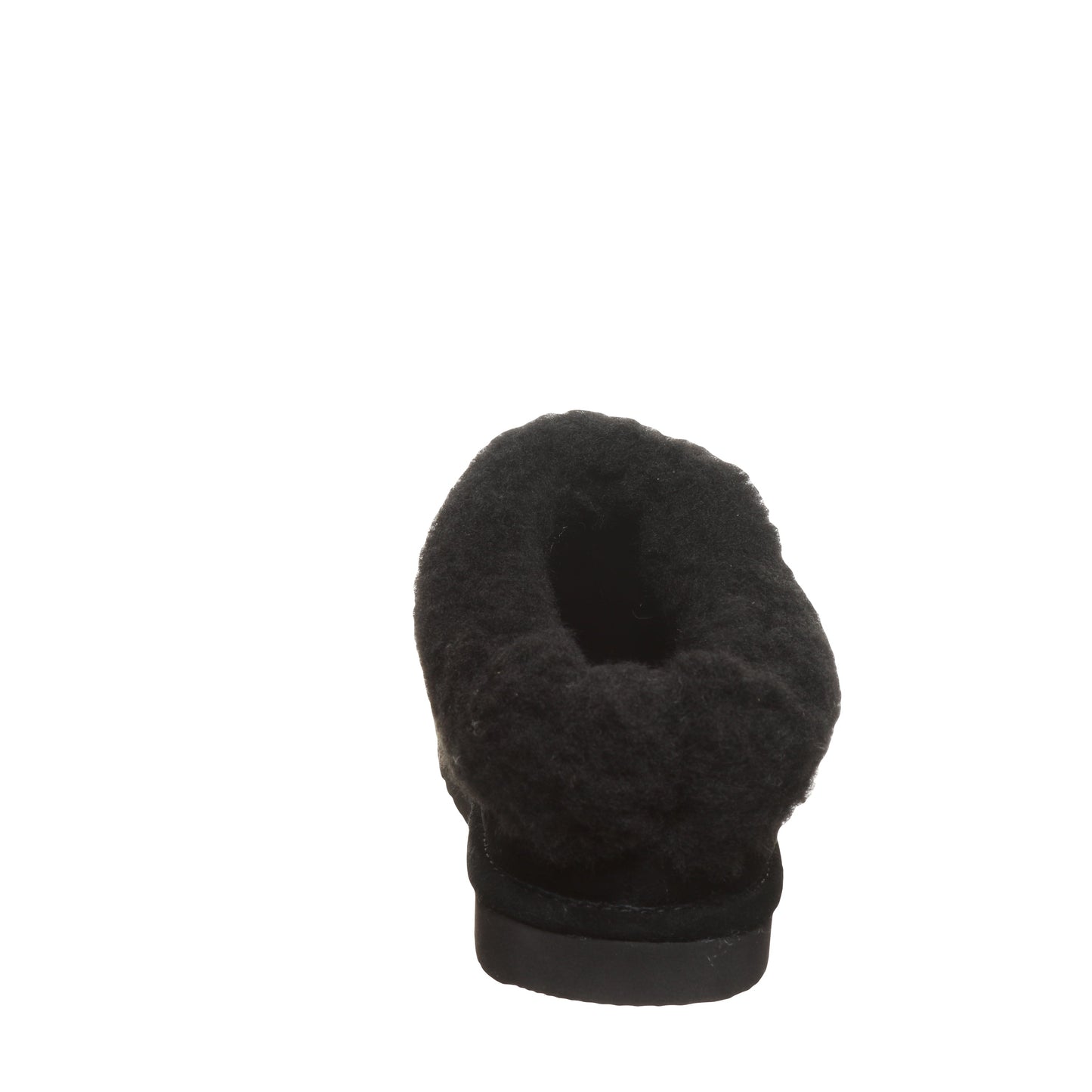 Bearpaw Brina Black Suede Clog Slipper With Faux Fur Collar