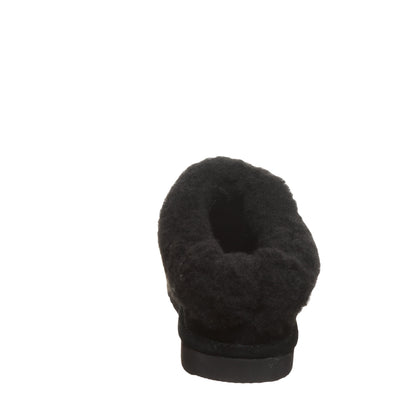 Bearpaw Brina Black Suede Clog Slipper With Faux Fur Collar