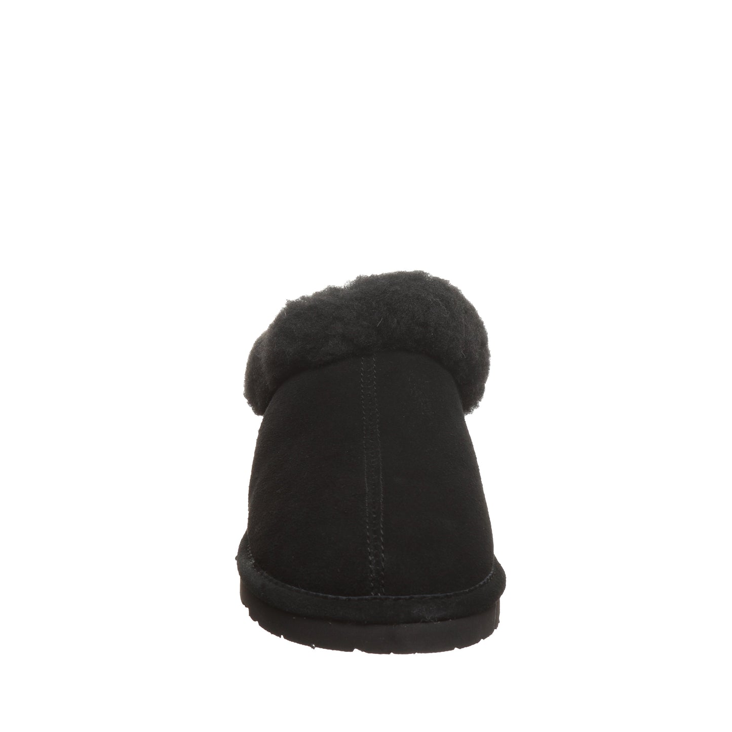 Bearpaw Brina Black Suede Clog Slipper With Faux Fur Collar