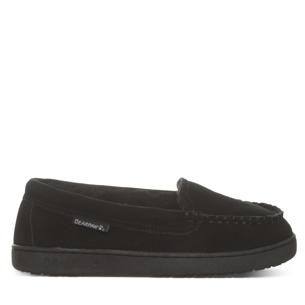 Bearpaw Angel Black Suede Slipper With Wool Blend Lining