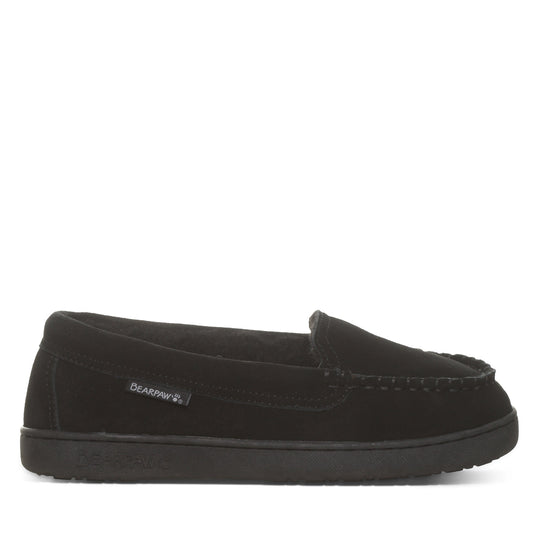 Bearpaw Angel Black Suede Slipper With Wool Blend Lining