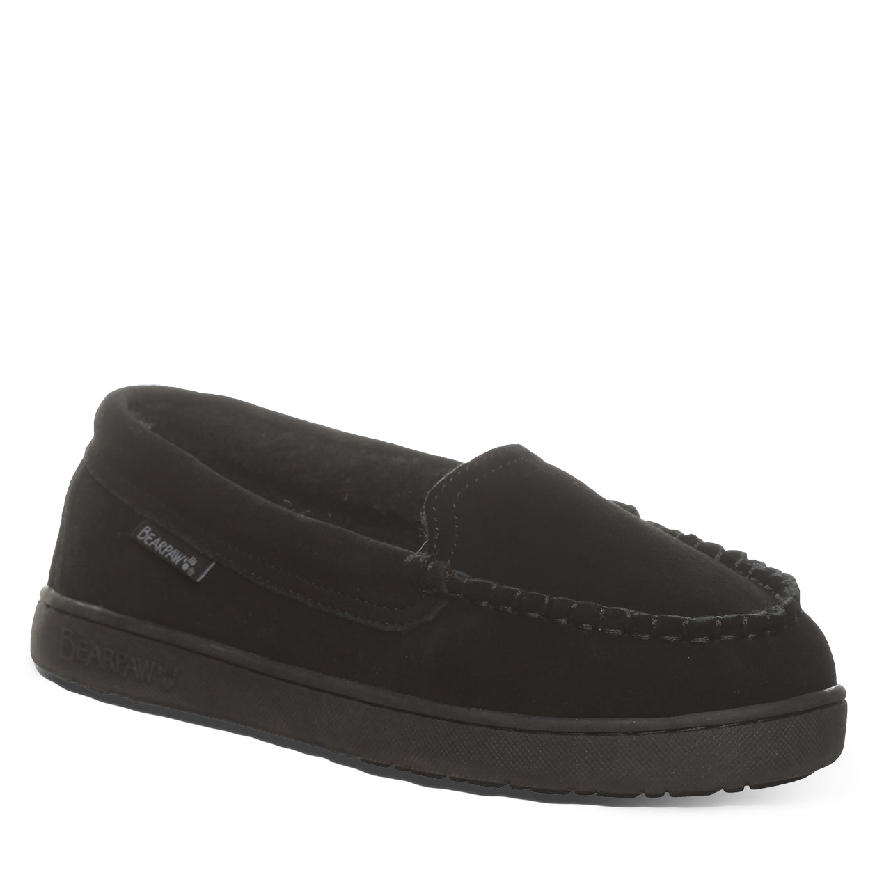 Bearpaw Angel Black Suede Slipper With Wool Blend Lining
